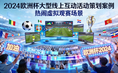 2024欧洲杯大型线上互动活动策划案例封面 - 热闹的虚拟观赛场景